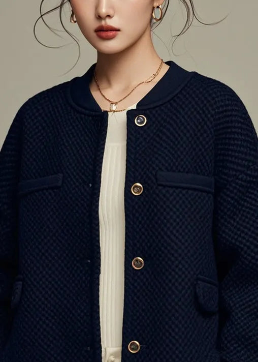 Loose Black Button Cotton Coats Winter