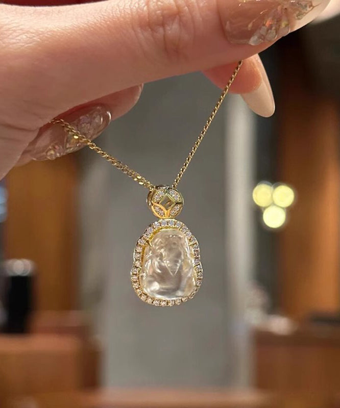 White Sterling Silver Overgild Zircon a Mythical Wild Animal Pendant Necklace