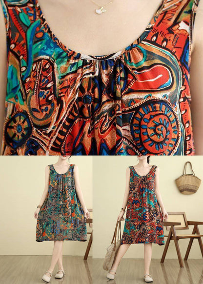 Orange Wrinkled Holiday Long Dress Summer