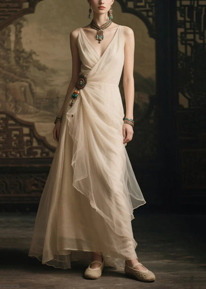 Modern White Tasseled Tulle Party Dress Summer