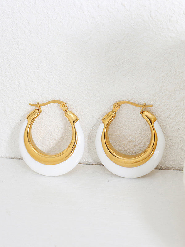 Contrast Color Geometric Split-joint Earrings Accessories