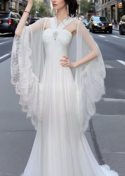 White Silm Fit With Shawl Tulle Vestidos Dresses Summer