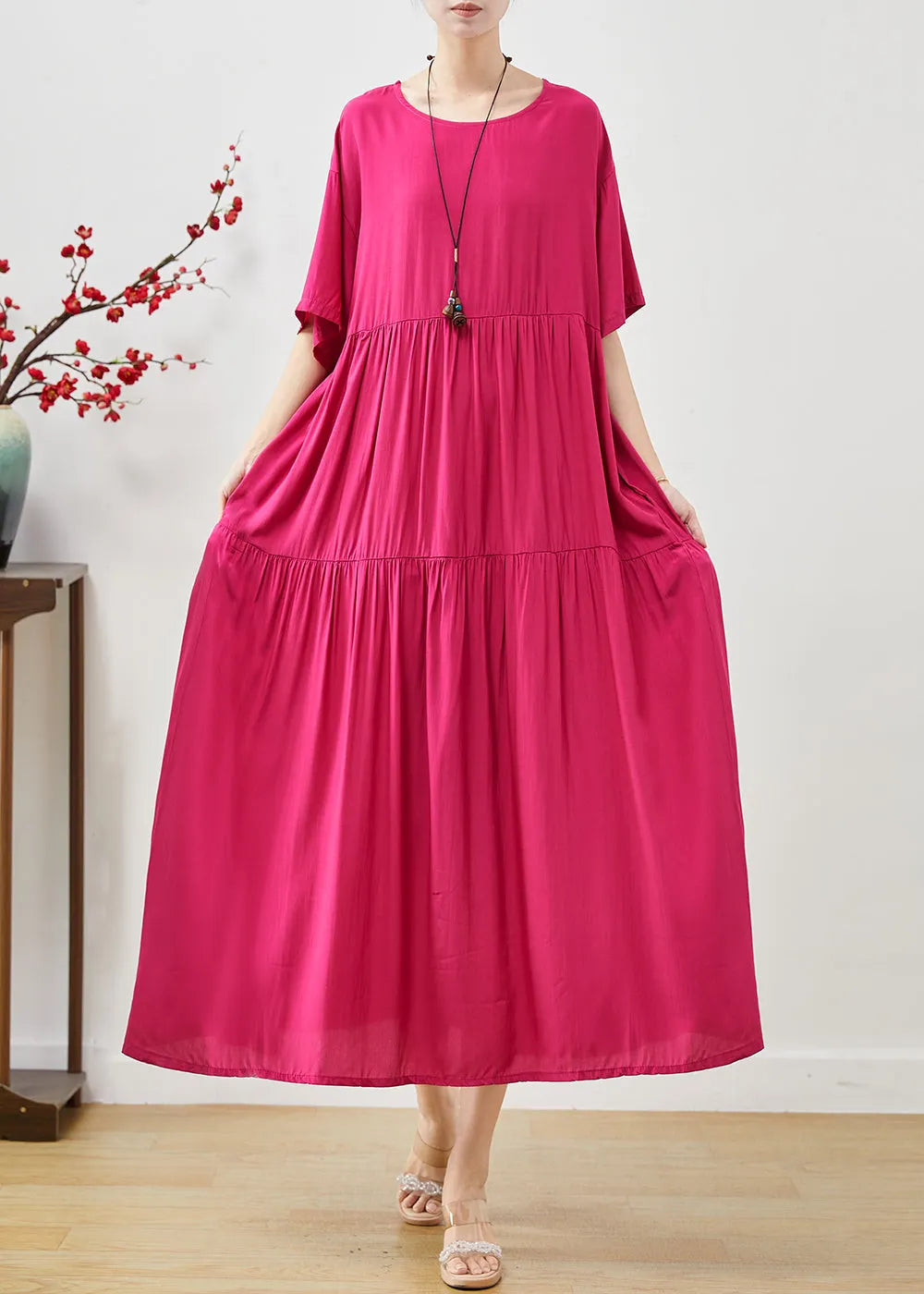 Rose Oversized Patchwork Cotton Maxi Dresses Summer