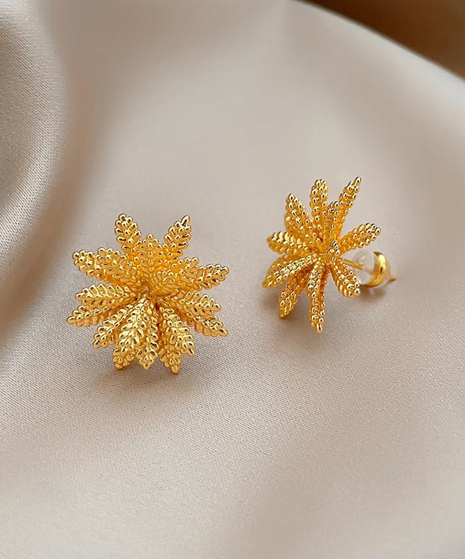 Stylish Gold Copper Alloy Ear of Wheat Stud Earrings