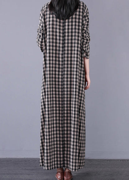 Black White Plaid a Line Long Dresses Spring