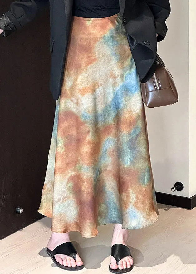 Gradient Color Tie Dye High Waist Skirt Fall