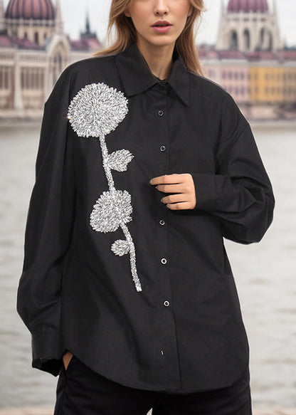 White Rhinestone Decorated Cotton Top Fall