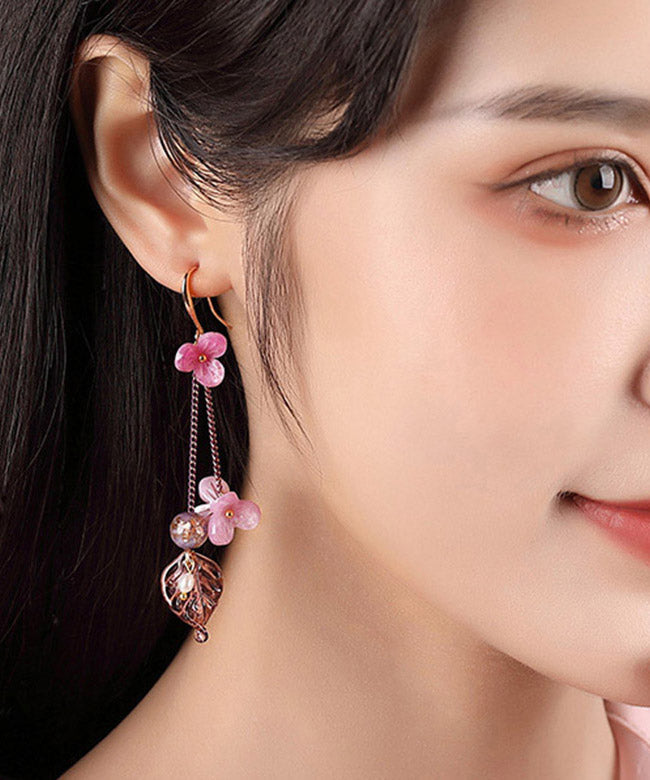 Rose Sterling Silver Pearl Coloured Glaze Drop Earrings