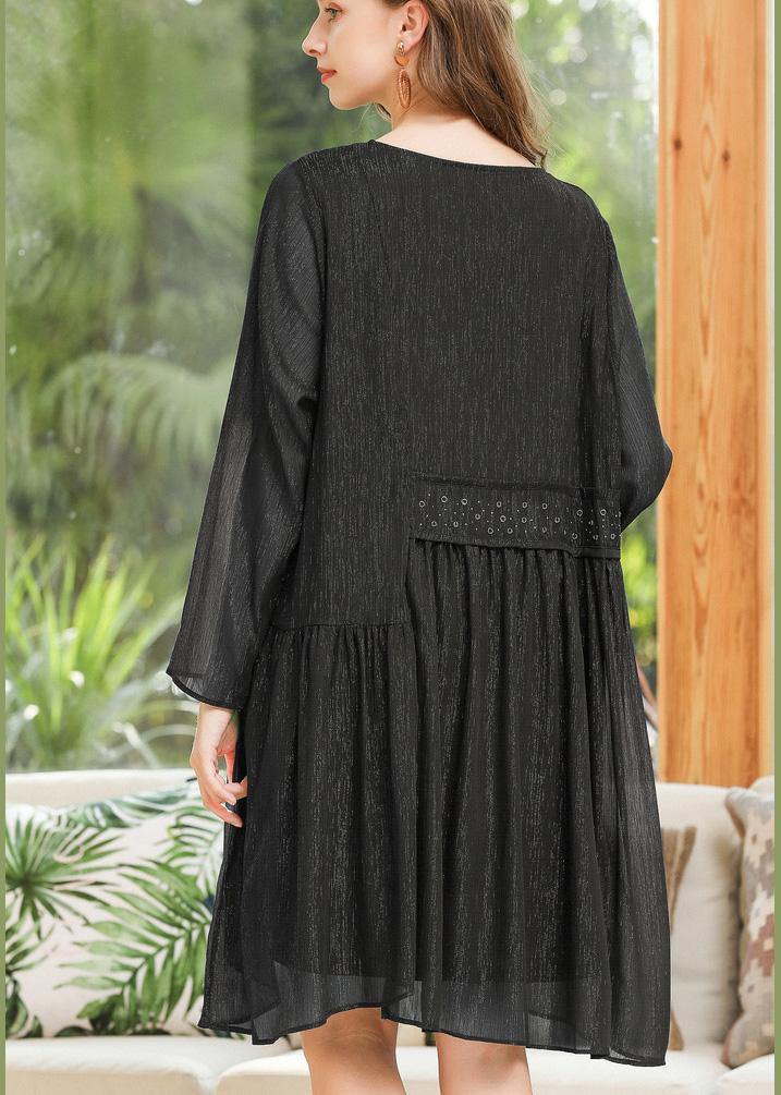 Loose Black Patchwork Chiffon Summer Dress