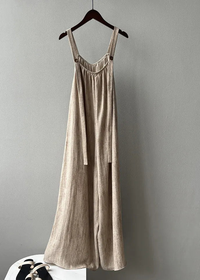 Light Khaki Pockets Jumpsuits Summer