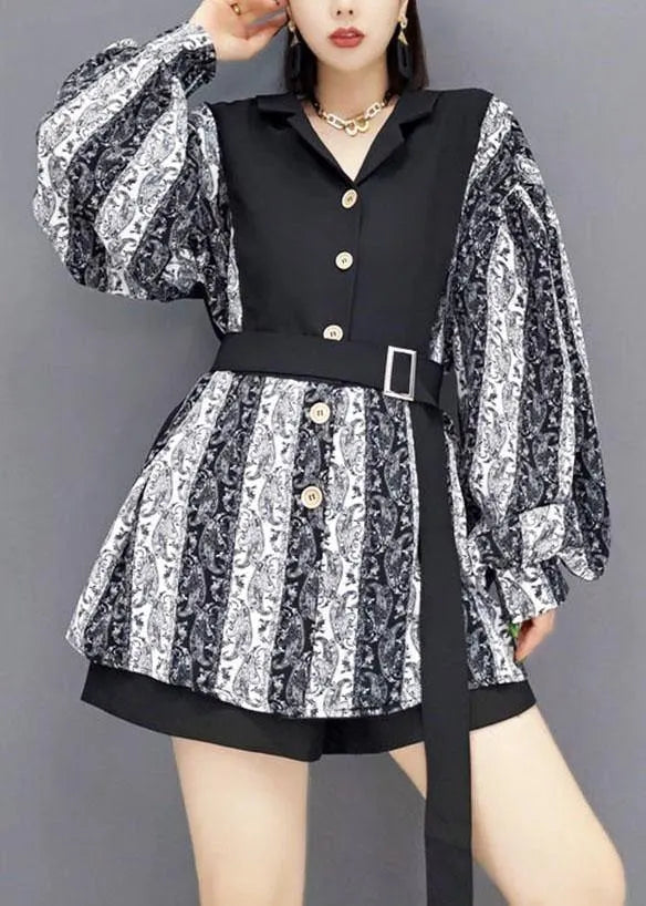 Fitted Grey Peterpan Collar Button Fall Shirt Top Long Sleeve