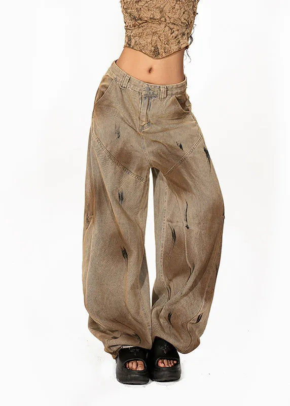 Patchwork Tie Dye Wide Leg Jeans Summer