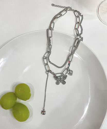 Silk Alloy Love Butterfly Pendant Necklace
