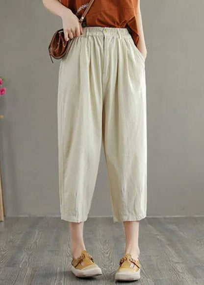 Green Cotton Loose Harem Summer Pants