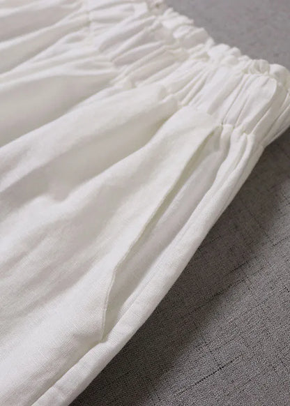 Style White Ruffled Patchwork Pants Spring