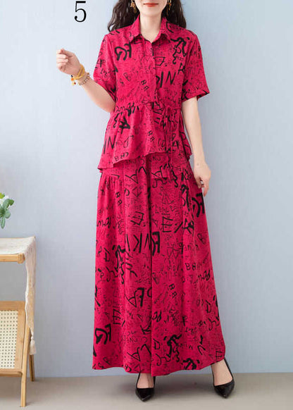 Asymmetrical Print Cotton Two Piece Set Clothing Summer