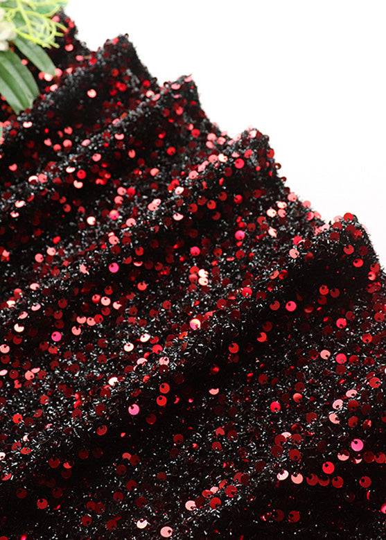 Mulberry Elastic Waist Sequins Tulle a Line Skirt Spring