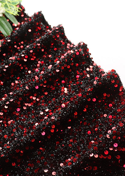 Mulberry Elastic Waist Sequins Tulle a Line Skirt Spring