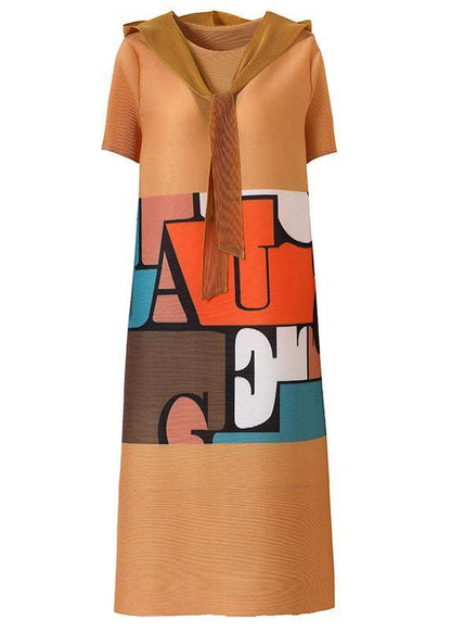 Yellow Hooded Print a Line Summer Dresses