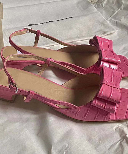 Boutique Pink Faux Leather Buckle Strap Sandals