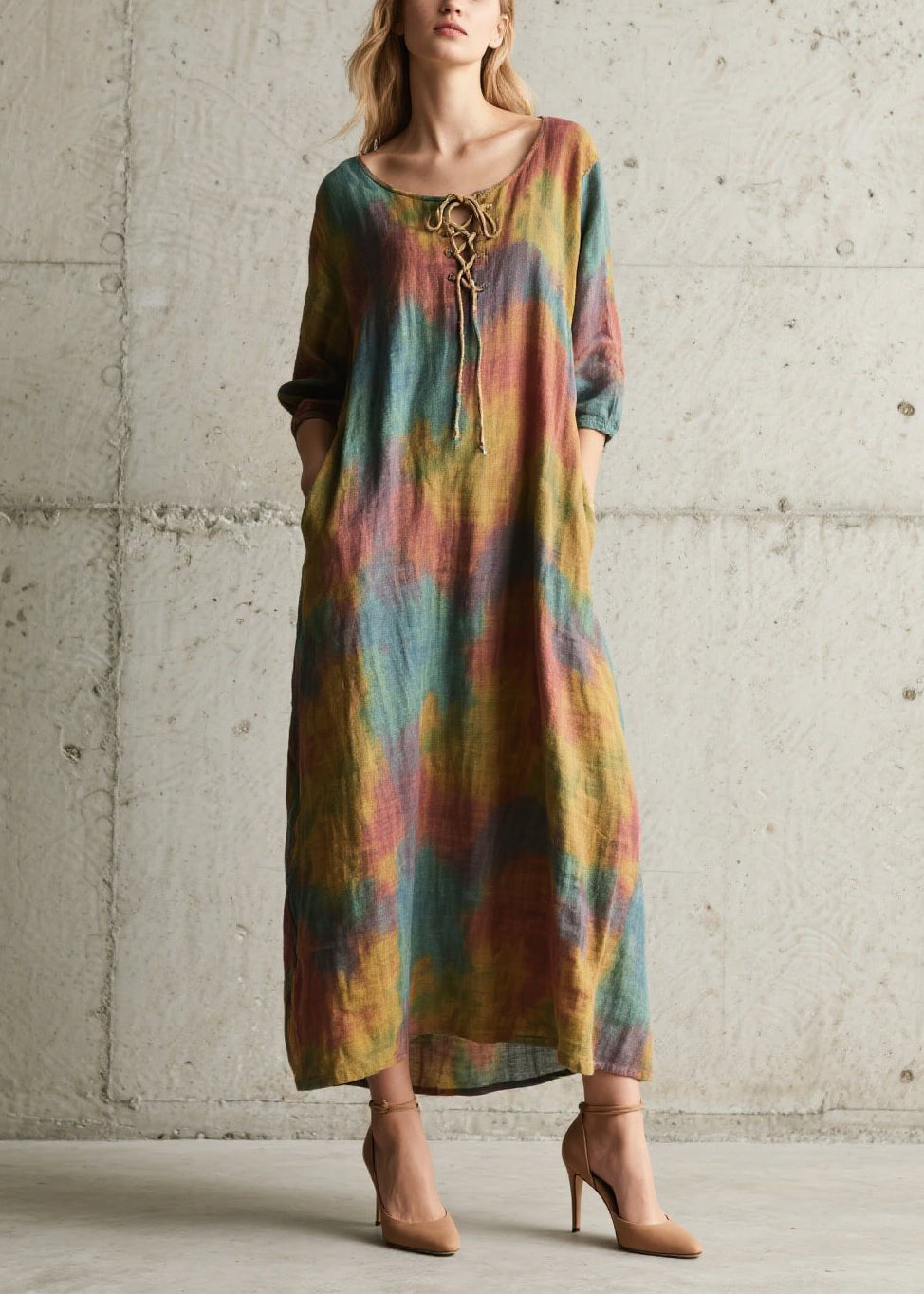Oversized Tie Dye Cotton Dress Fall