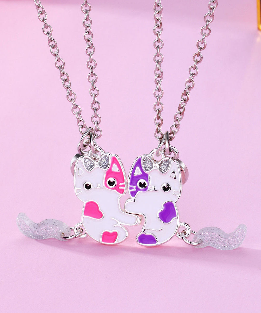 Little Cat Stainless Steel Little Cat Best Friend Set Pendant Necklace