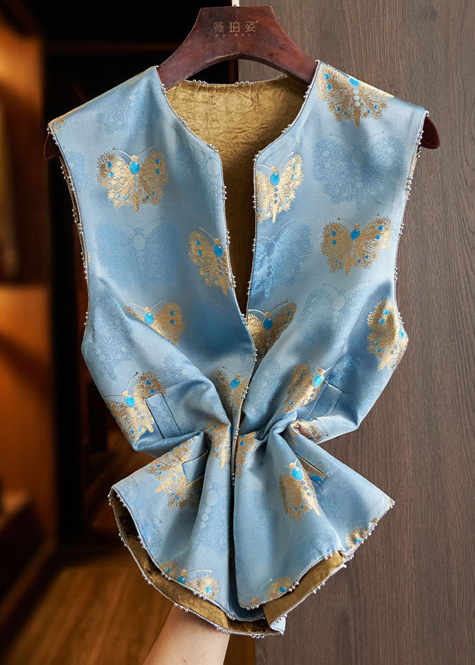 Purple Embroideried Nail Bead Silk Waistcoat Fall