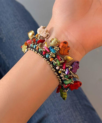 Rainbow Woven Beading Tassel Charm Bracelet