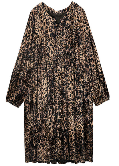 Leopard Print Oversized Silk Velour Holiday Dress Spring