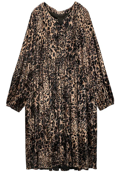 Leopard Print Oversized Silk Velour Holiday Dress Spring