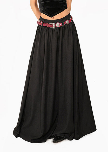 Black Elastic Waist a Line Skirt
