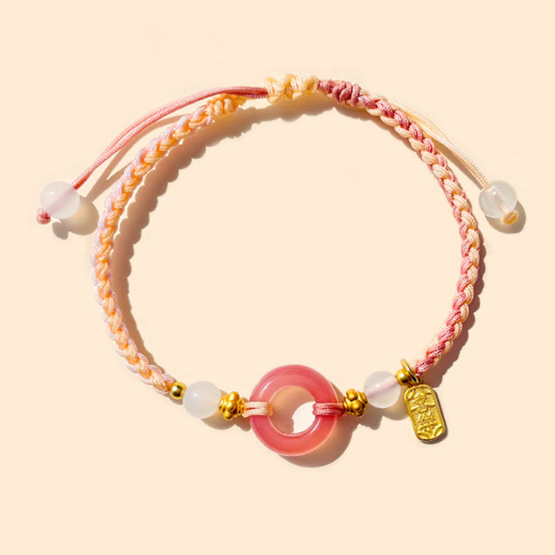 Buddha Stones Peace and Joy Agate Peace Buckle Auspicious Handmade Braided Bracelet