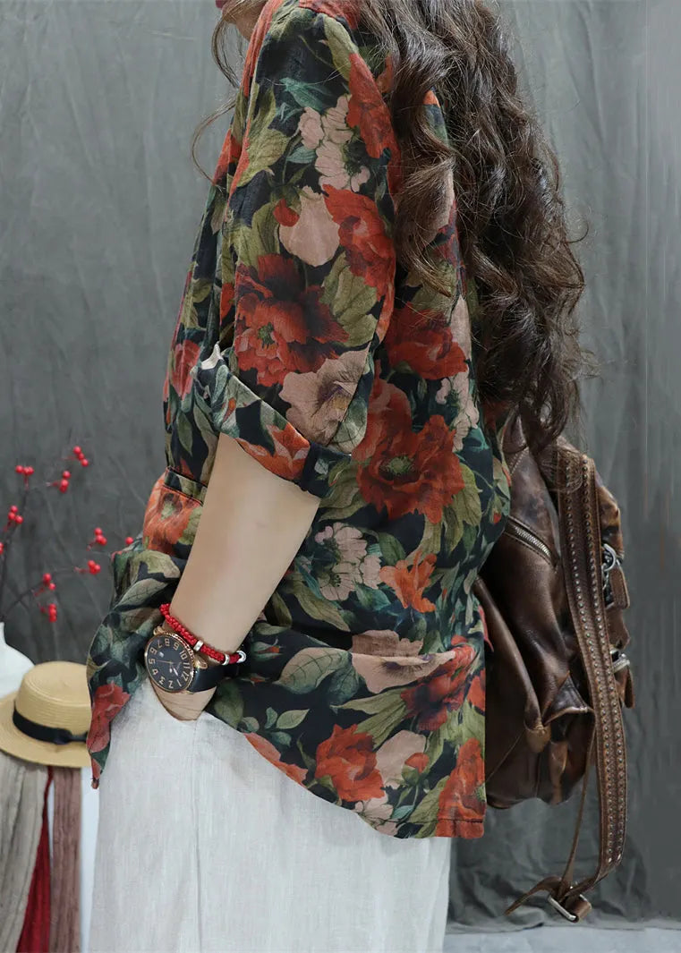 Orange Button Pockets Cotton Coats Peter Pan Collar Bracelet Sleeve