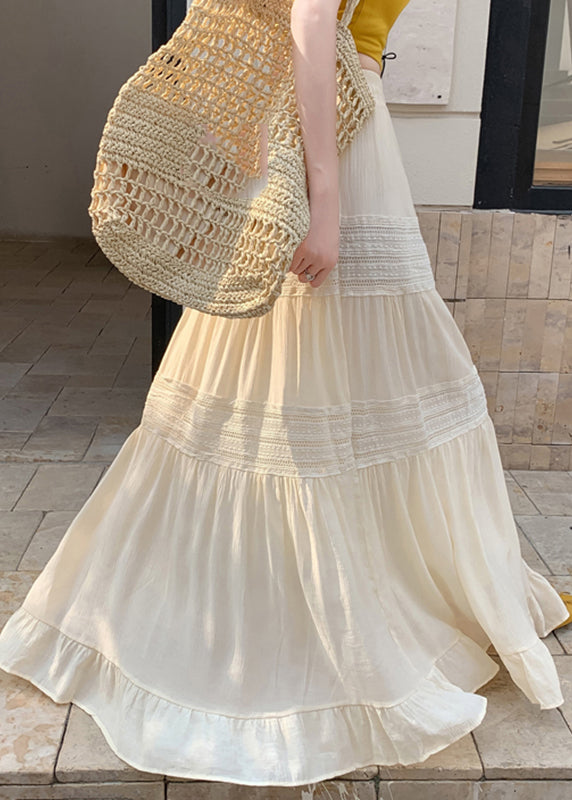 Apricot Elastic Waist a Line Skirts