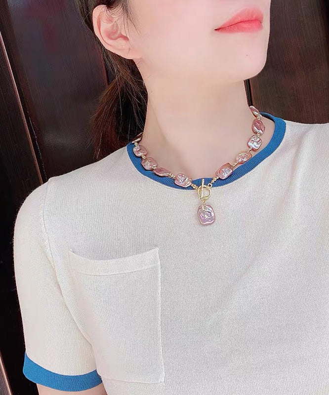 Purple Sterling Silver Overgild Pearl Pendant Necklace
