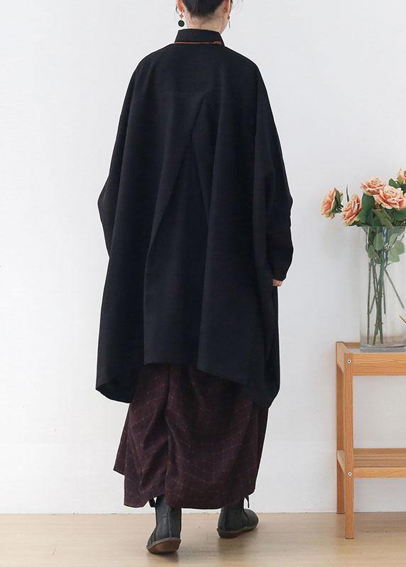 Black Peterpan Collar Asymmetrical Design Fall Cardigans Long Sleeve