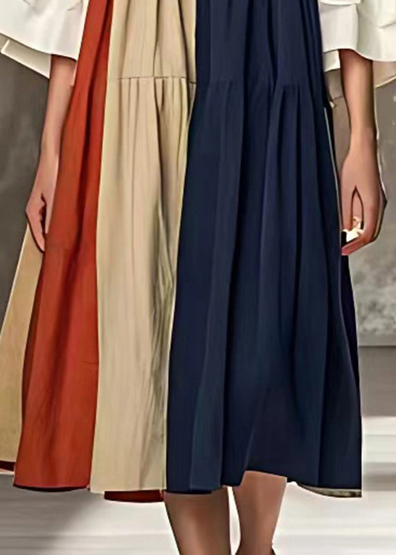 Colorblock Oversized Patchwork Wrinkled Dress Summer