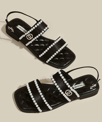 Black Nail Bead Splicing Best Sandals for Walking Peep Toe