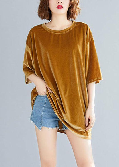 Italian Yellow O-neck Spring Tee Half Sleeve