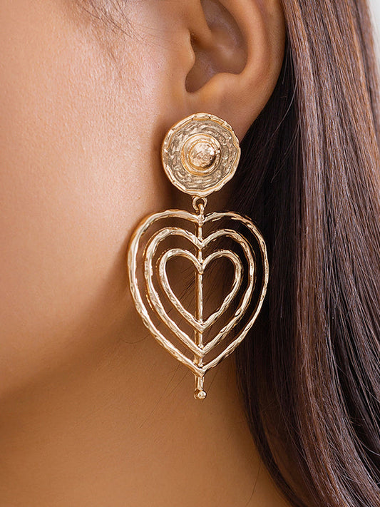 Normcore Geometric Heart Shape Hollow Color Drop Earrings