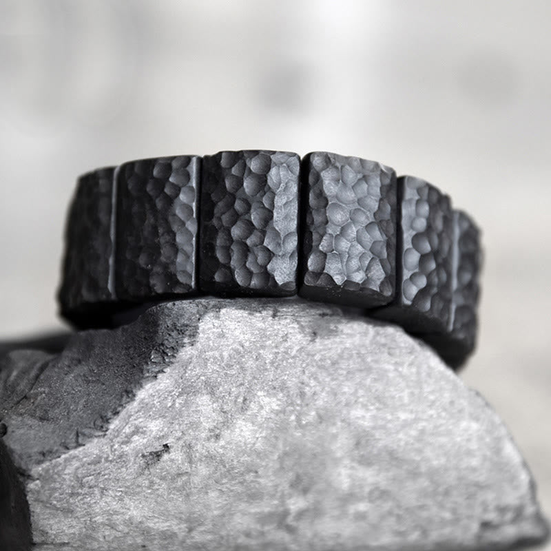Buddha Stones Ebony Wood Texture Peace Couple Bracelet