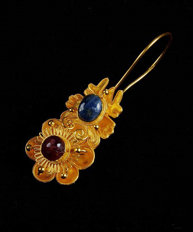 Classy Yellow Inlaid Gem Stone Drop Earrings