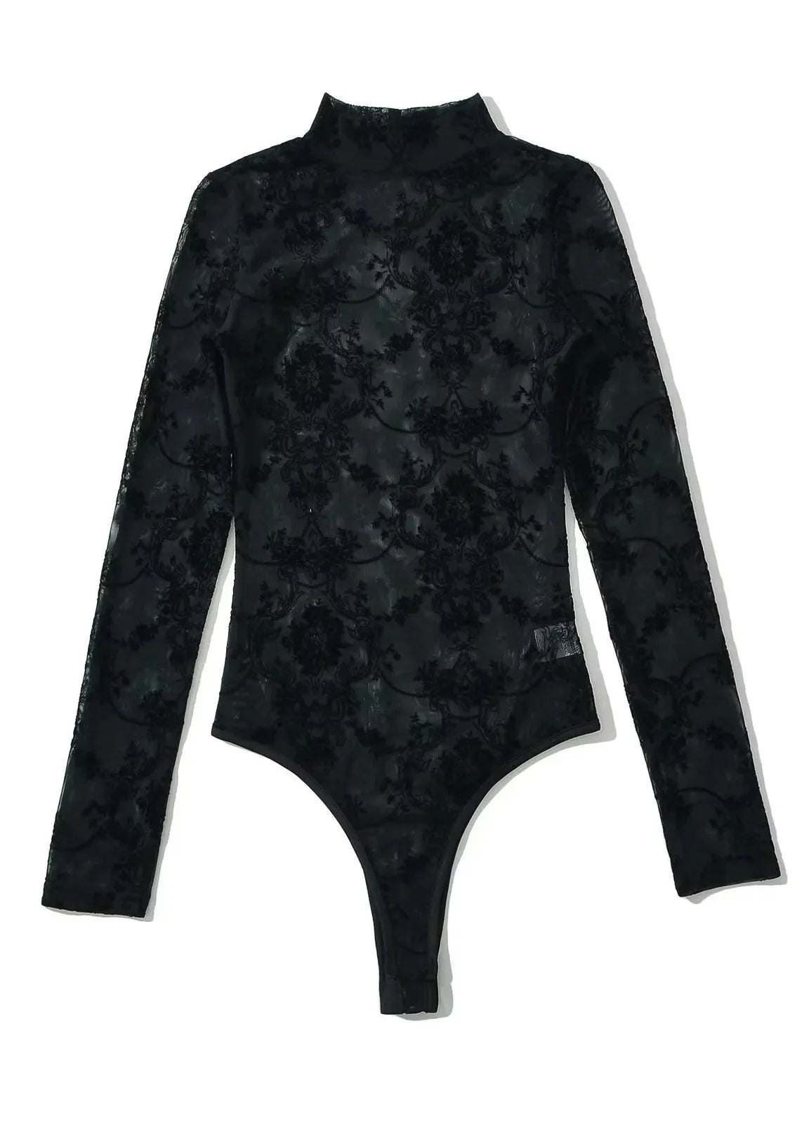 Black Sheer Tulle Bodysuit