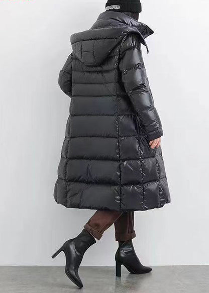 Black Hooded Warm Duck Down Down Coat Winter