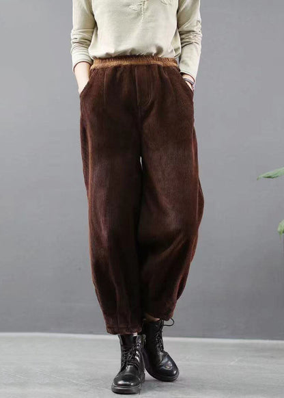 Handmade Black Pockets Thick Harem Fall Pants