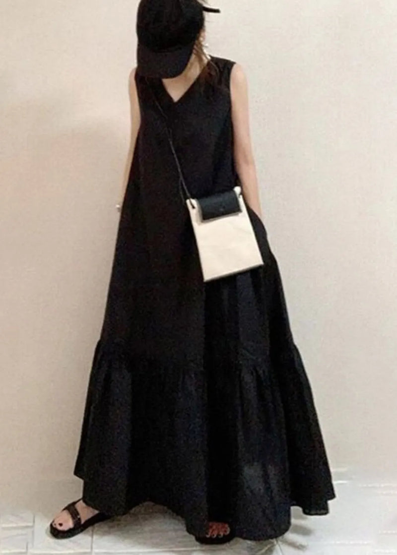 Style Black Oversized Exra Large Hem Cotton Holiday Dress Summer