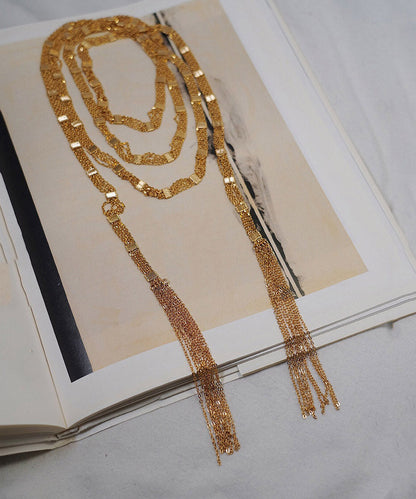 Gold Copper Overgild Multi Layer Tassel Pendant Necklace