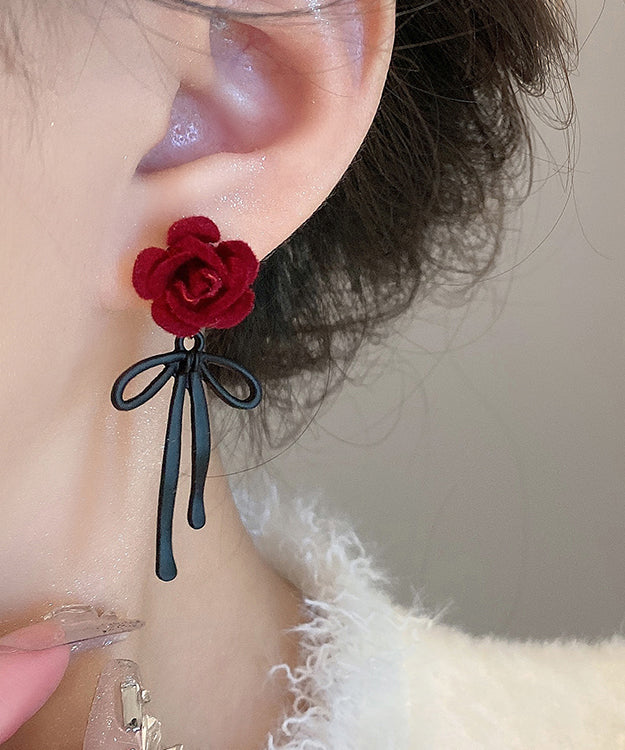 Stylish Mulberry Sterling Silver Flocking Butterfly Drop Earrings