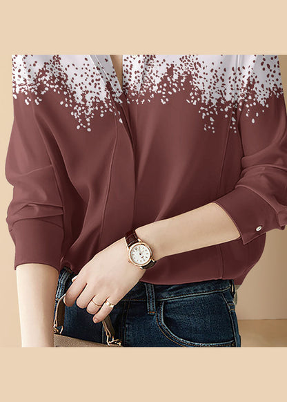 Red Button Peter Pan Collar Shirt Top Long Sleeve
