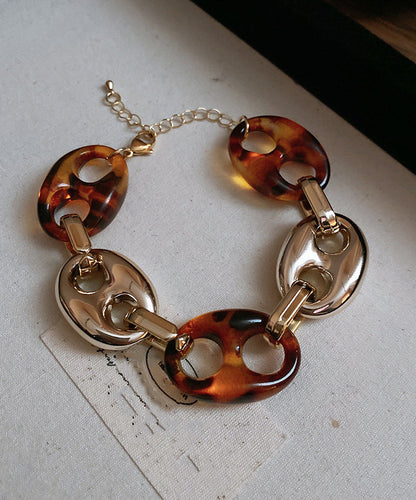Retro Coffee Alloy Acrylic Charm Bracelet